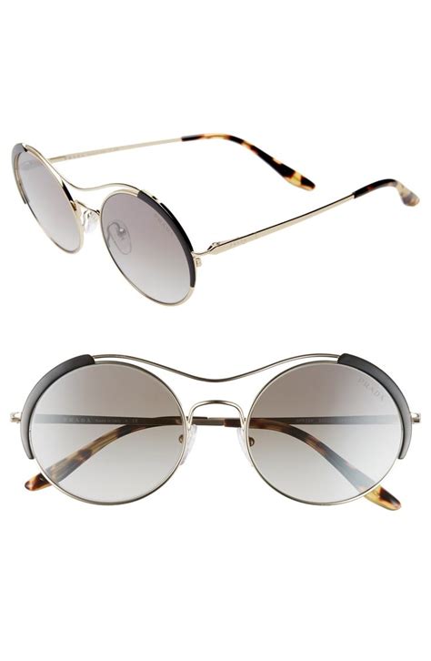 prada sunglasses curled arm|Prada 53mm round sunglasses.